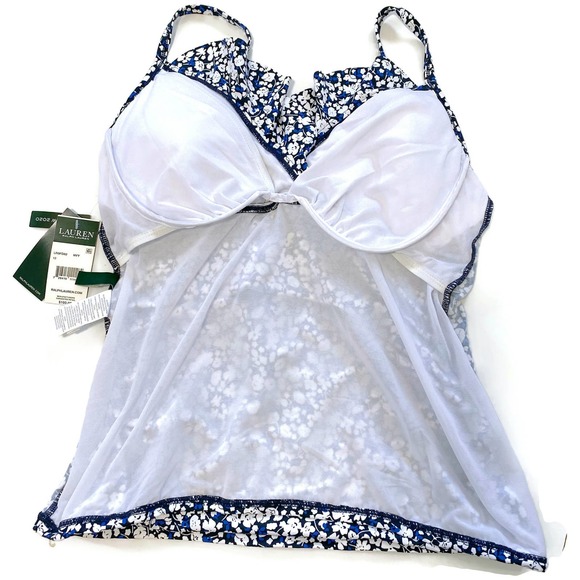 LAST ONE--Lauren Ralph Lauren Ditsy Floral Tankini Top - Picture 4 of 8